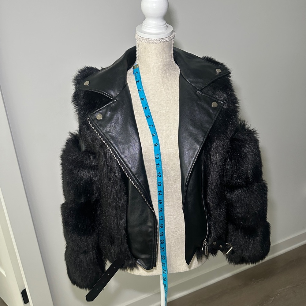Black Faux Fur Leather Jacket